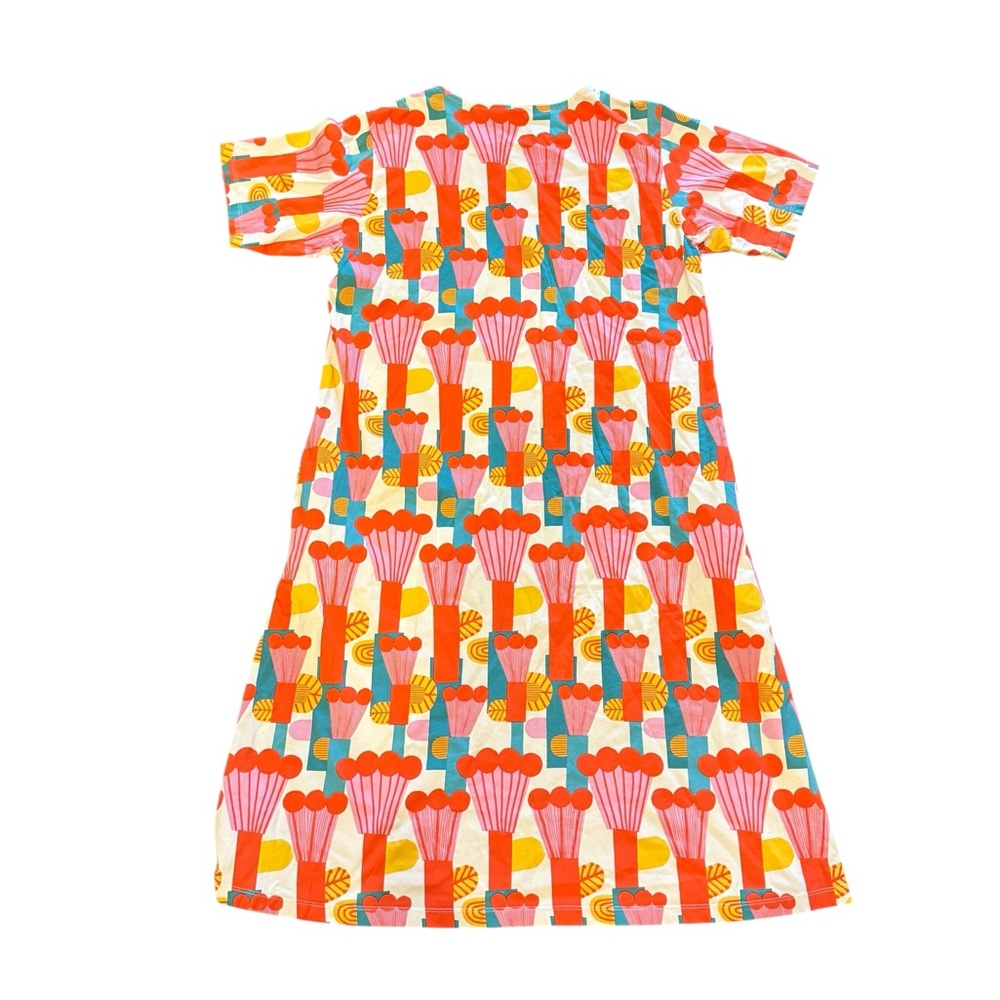 Marimekko Uniqlo Pompula Pattern A Line Midi Dress Short Sleeves Women’s Sz M - Picture 2 of 5